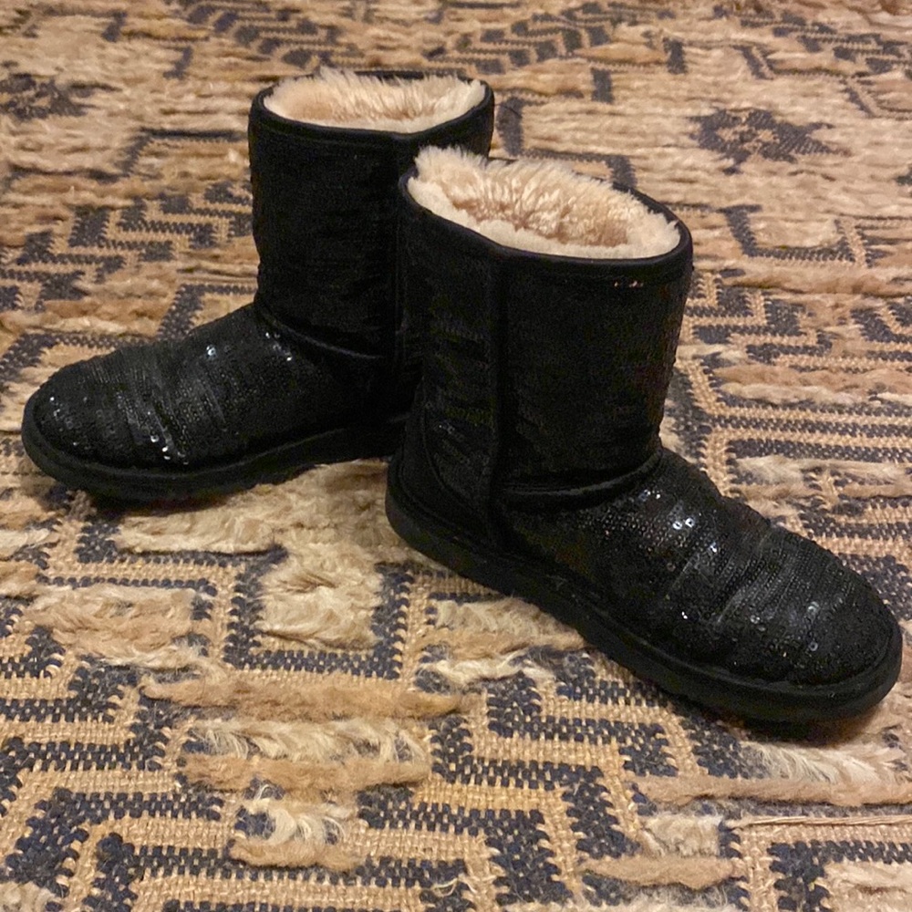 Black sequin Ugg boots